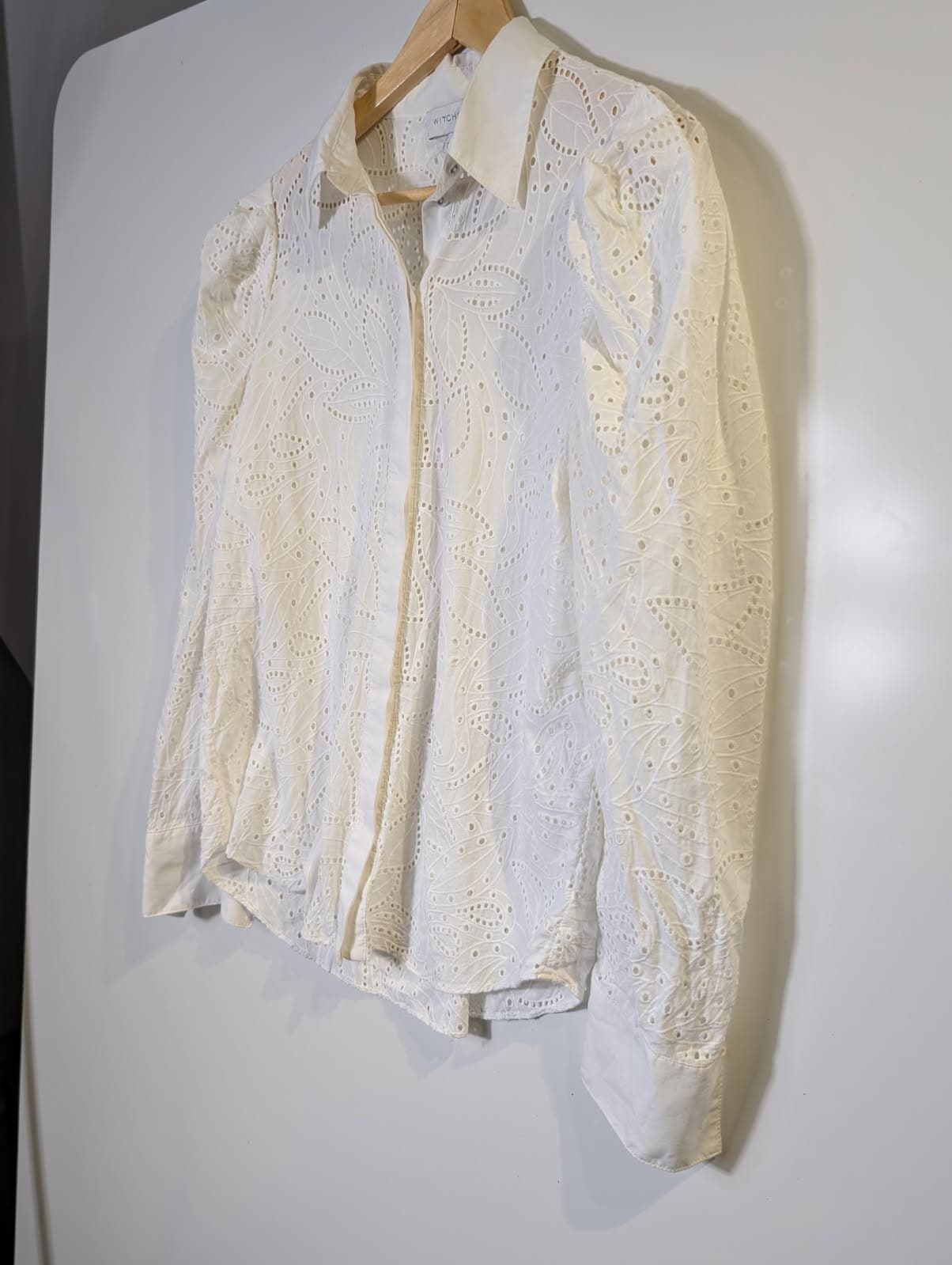 Witchery Broderie Anglaise Button-Down Shirt White Women's Size 8 — photo 9 of 9