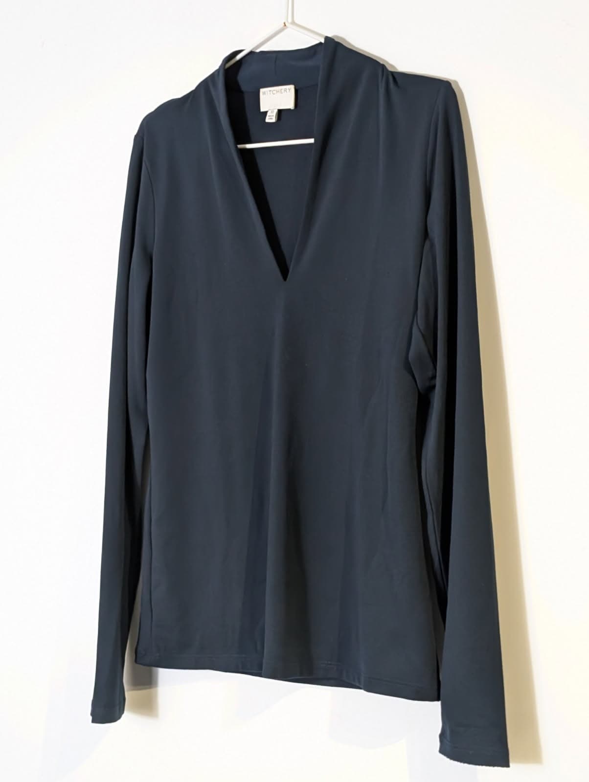 Witchery Women's Long Sleeve V-Neck Top - Dark Grey Size XS — photo 2 of 8