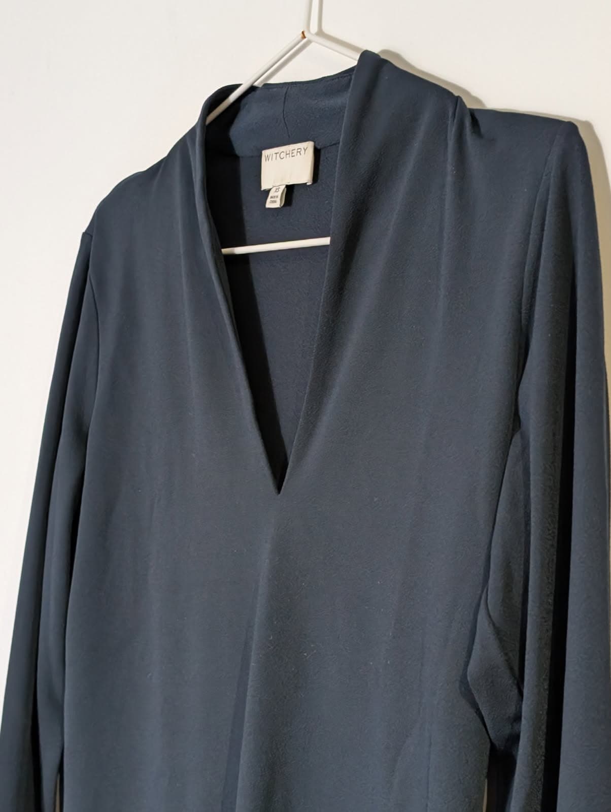 Witchery Women's Long Sleeve V-Neck Top - Dark Grey Size XS — photo 4 of 8
