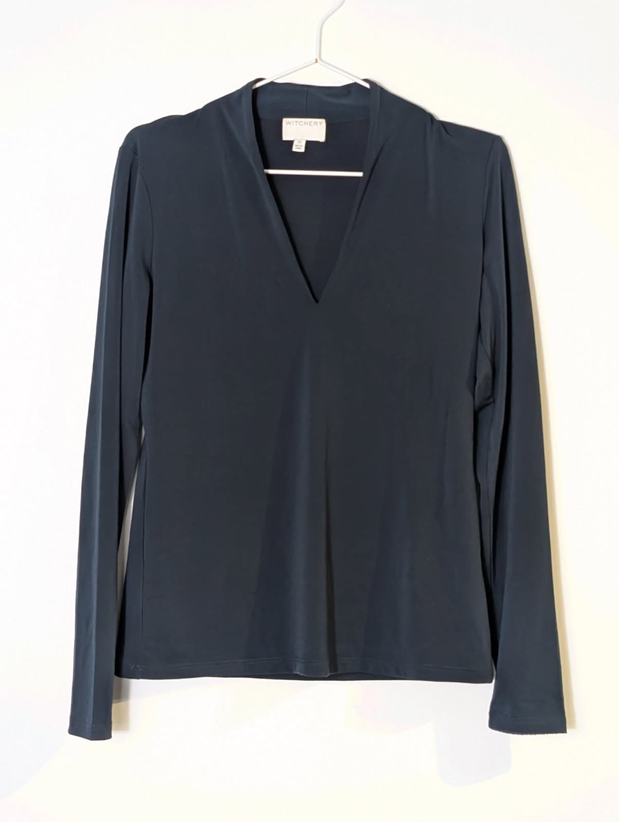 Witchery Women's Long Sleeve V-Neck Top - Dark Grey Size XS — photo 1 of 8