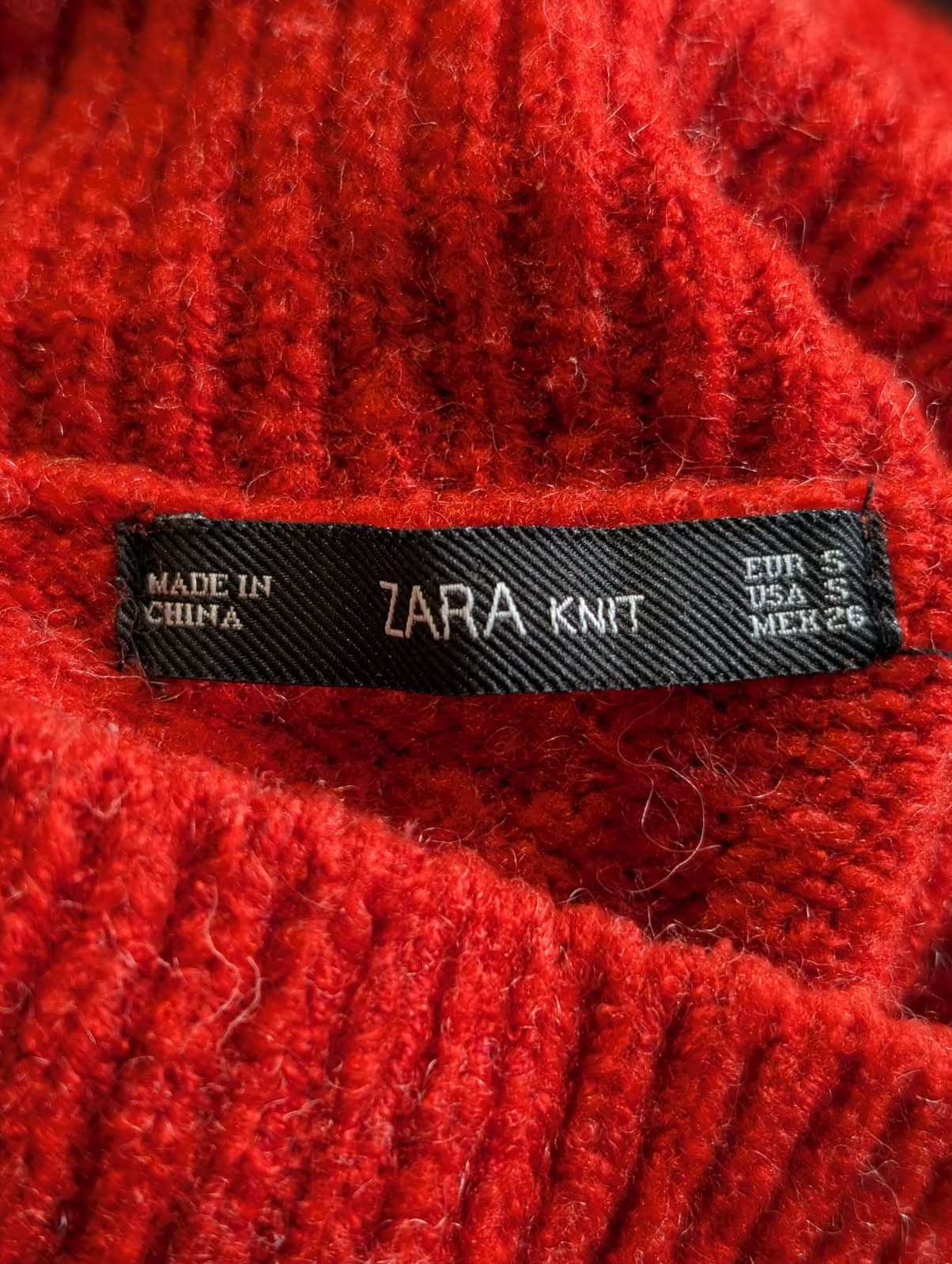Zara Knit Oversized Turtleneck Sweater Red Women's Size S — photo 2 of 3