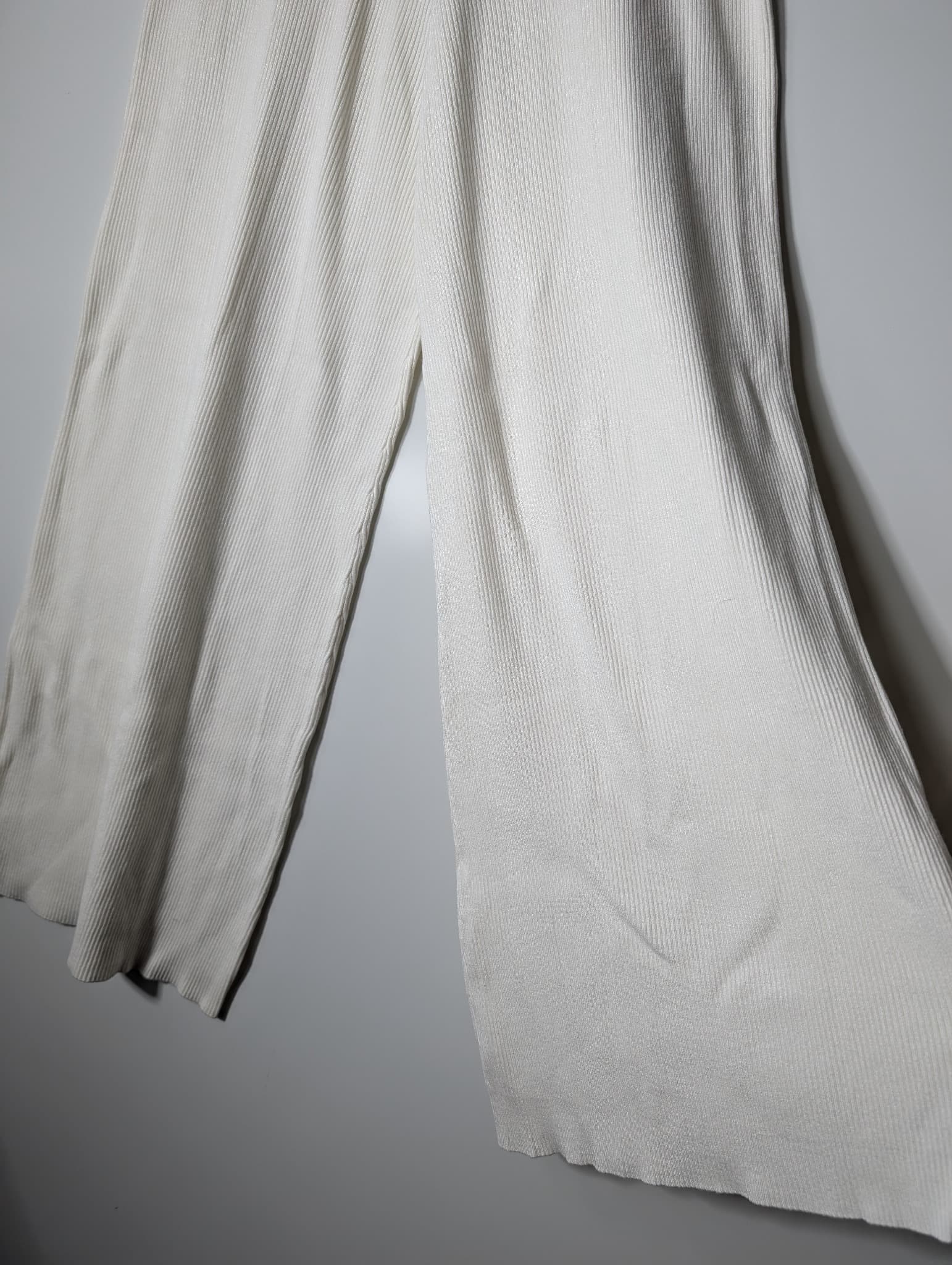 Zara Knit Ribbed Wide Leg Pants White Size M — photo 2 of 7