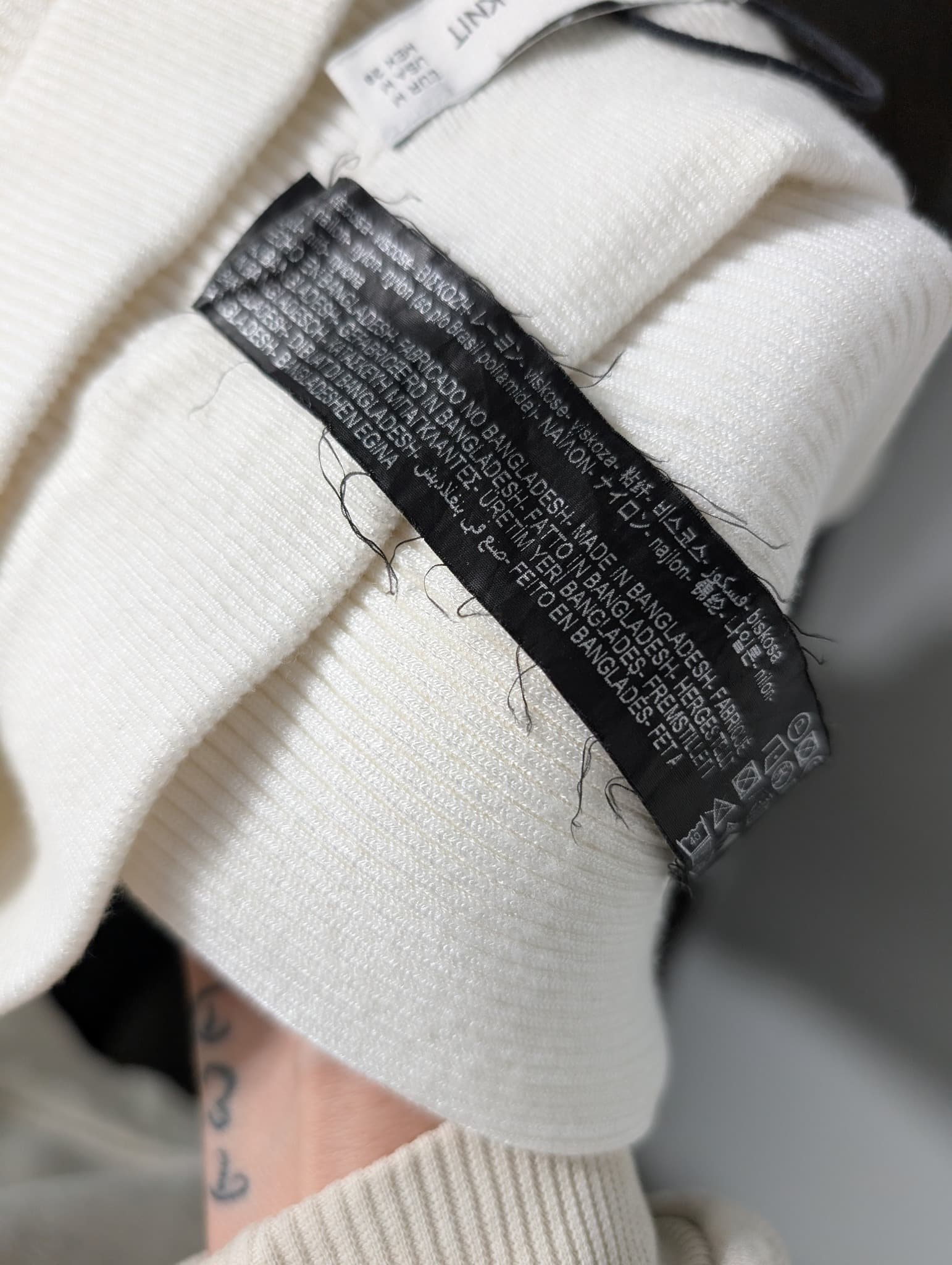Zara Knit Ribbed Wide Leg Pants White Size M — photo 7 of 7