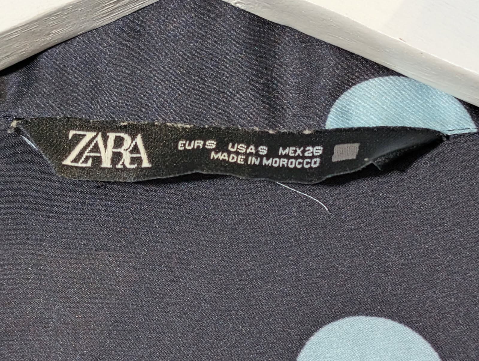 Zara Oversized Satin Shirt Black & Light Blue Polka Dot EU S — photo 5 of 5