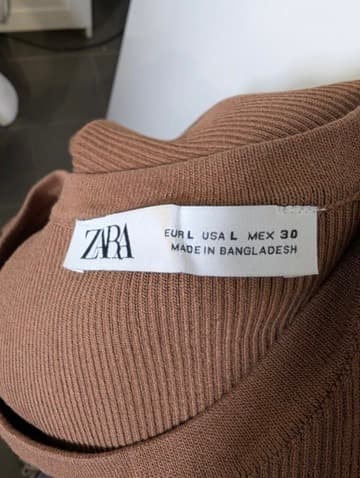 Zara Ribbed Knit Tank Top Brown Women's Large — photo 3 of 6
