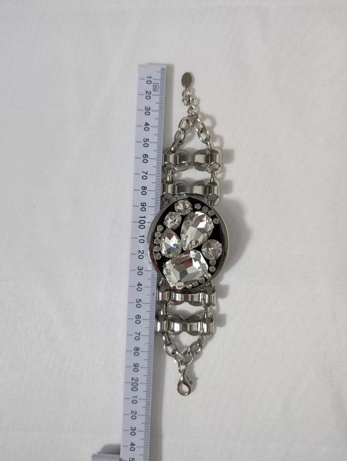 Zara Statement Rhinestone Link Bracelet Silver Tone — photo 2 of 5