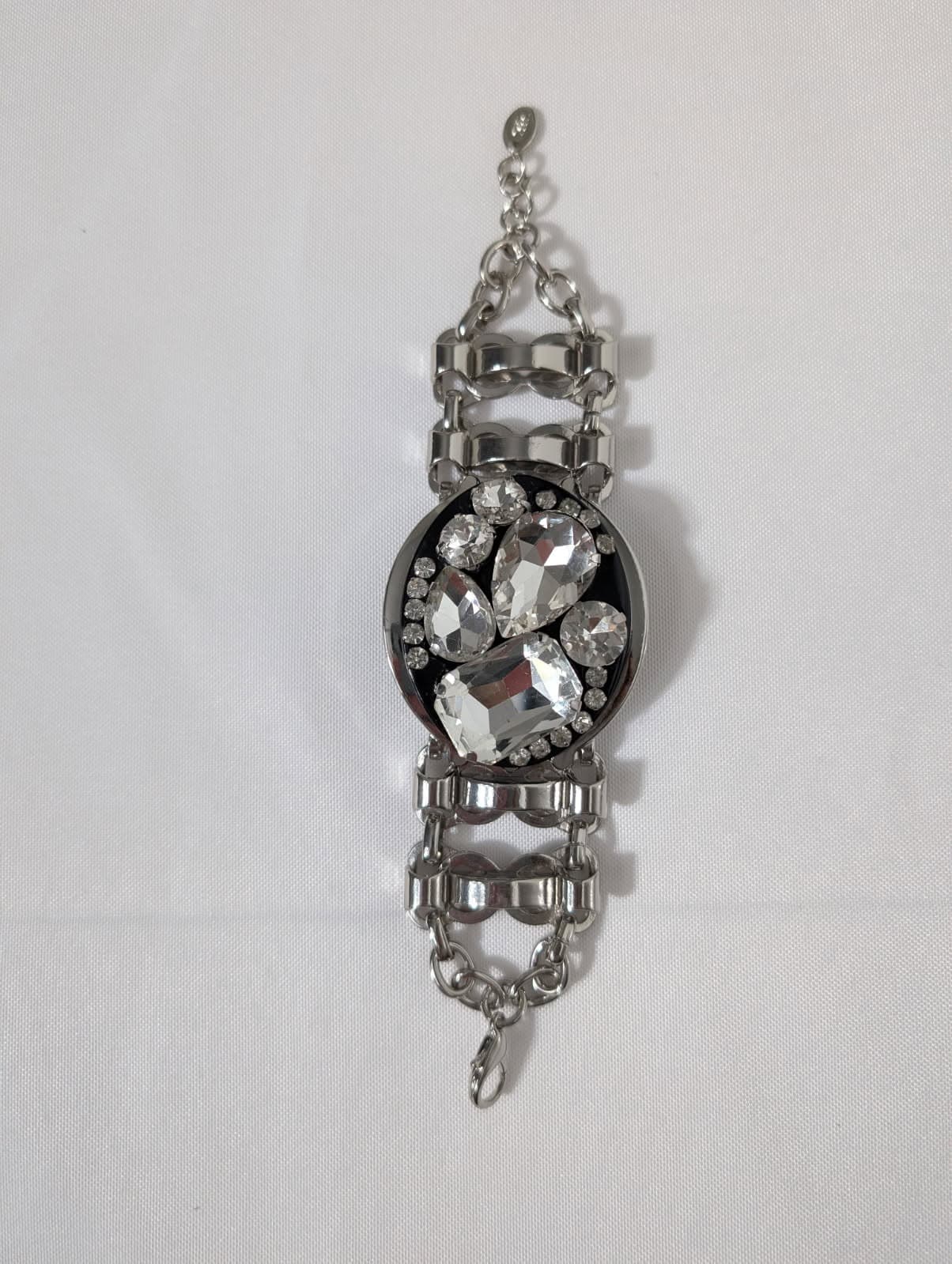 Zara Statement Rhinestone Link Bracelet Silver Tone — photo 1 of 5