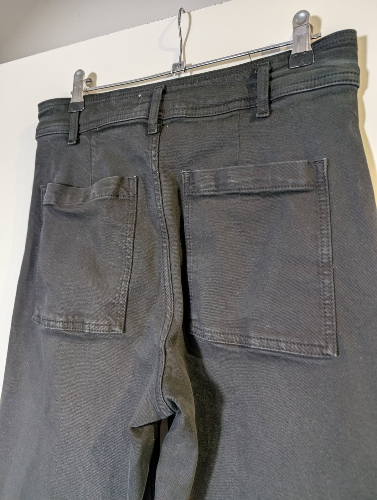 Zara Wide Leg Fray Hem Jeans Black Women's US 8 — photo 2 of 5