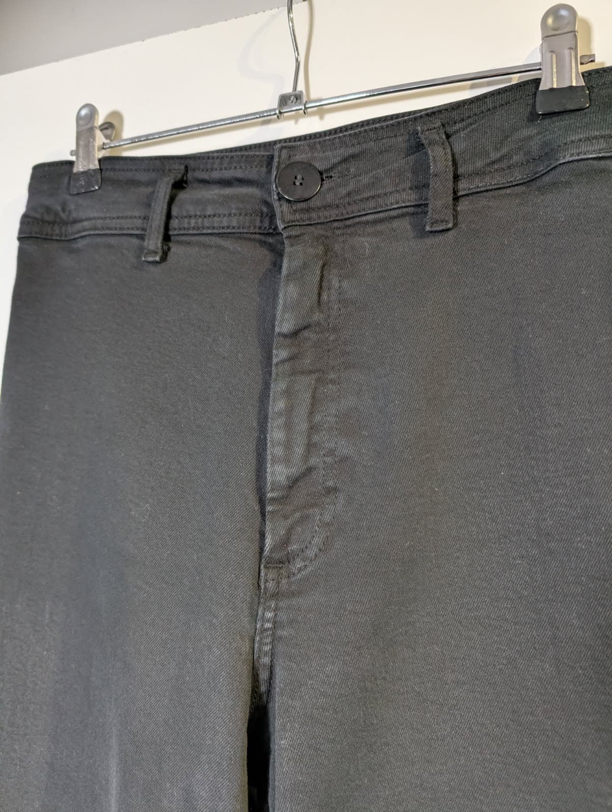 Zara Wide Leg Fray Hem Jeans Black Women's US 8 — photo 3 of 5