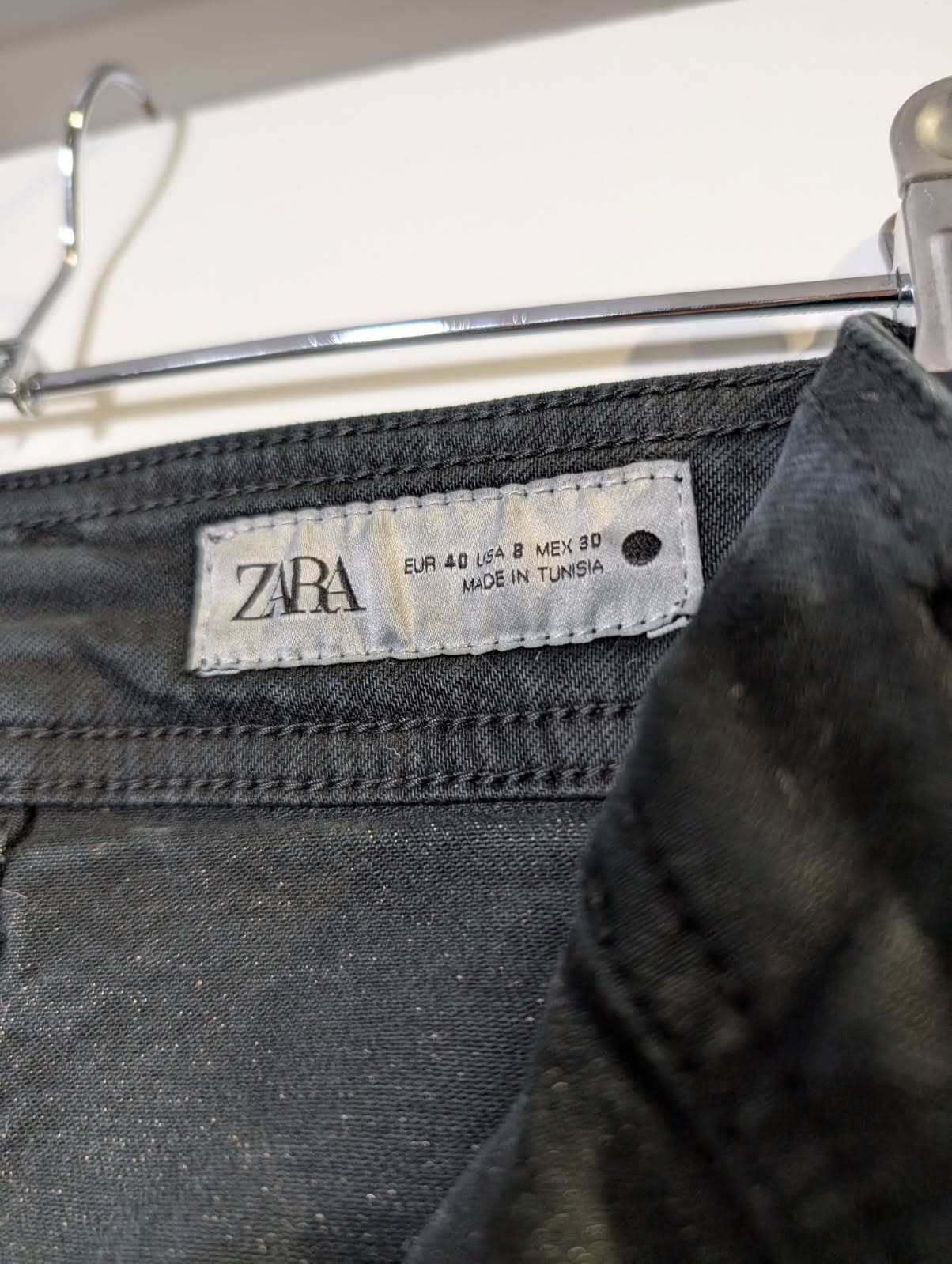Zara Wide Leg Fray Hem Jeans Black Women's US 8 — photo 5 of 5