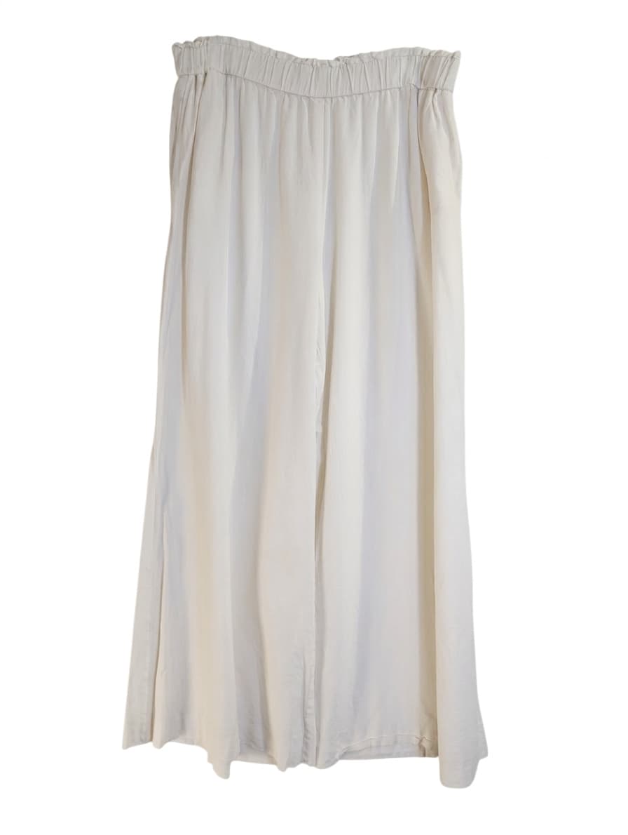Zara Wide-Leg Linen-Blend Trousers White Women's Size L — photo 1 of 9
