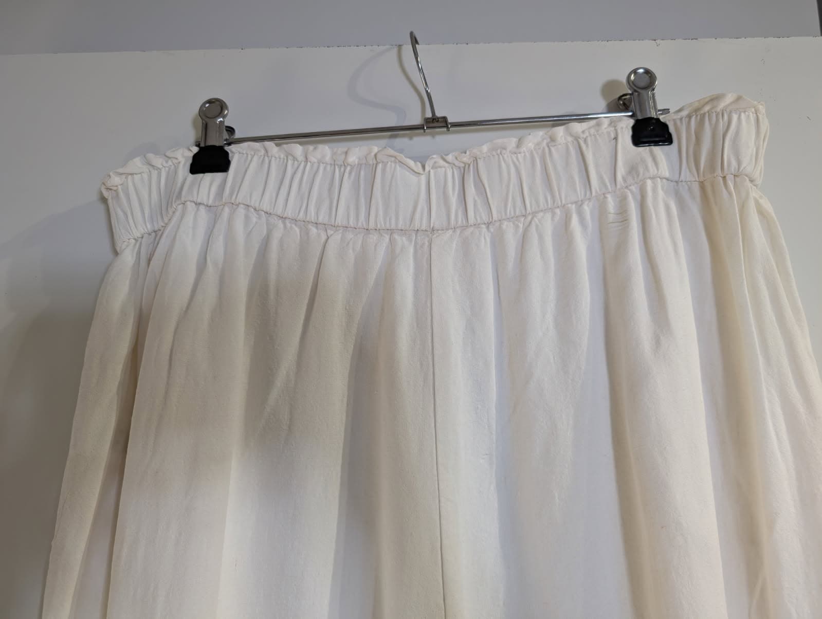 Zara Wide-Leg Linen-Blend Trousers White Women's Size L — photo 5 of 9