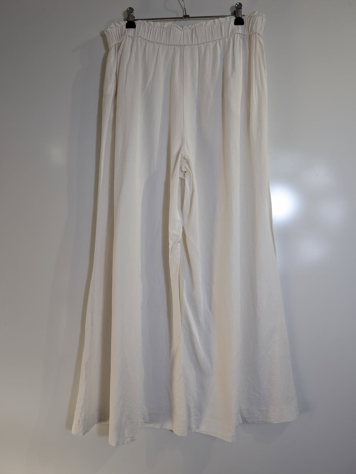 Zara Wide-Leg Linen-Blend Trousers White Women's Size L — photo 7 of 9