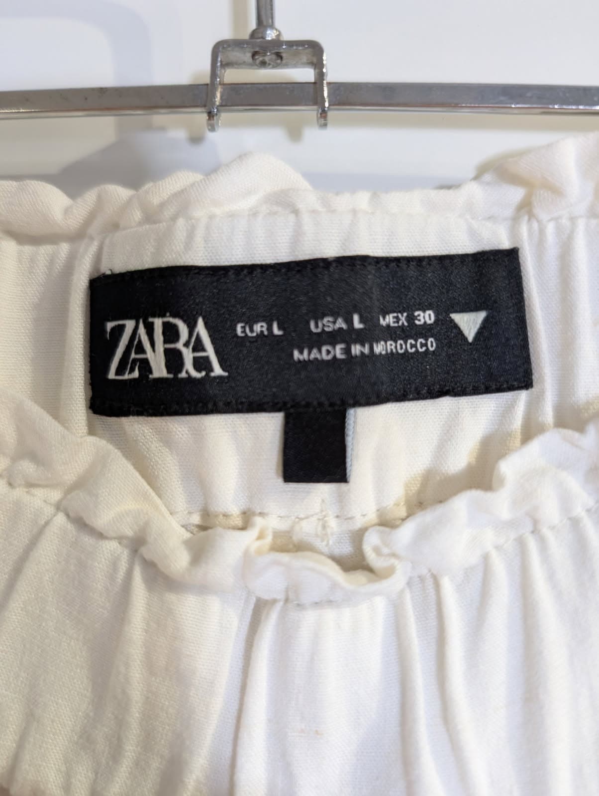 Zara Wide-Leg Linen-Blend Trousers White Women's Size L — photo 8 of 9