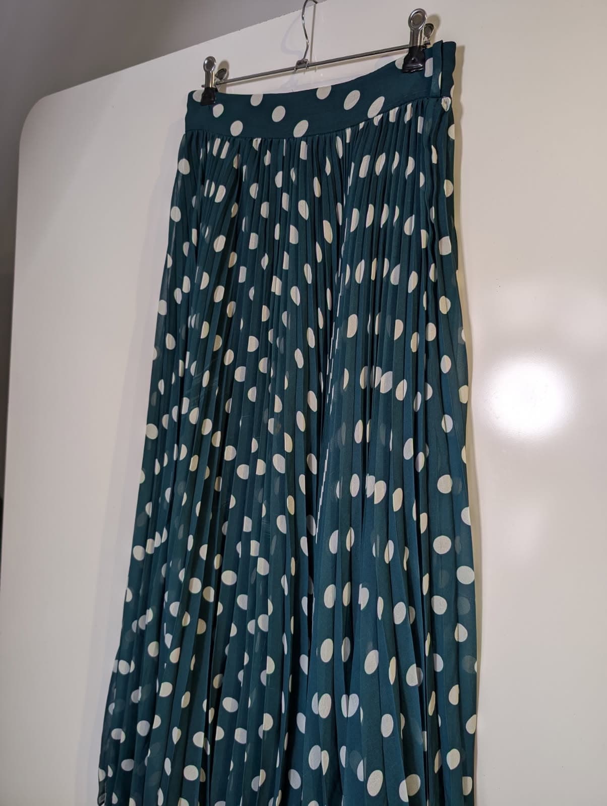 Zimmermann Pleated Midi Skirt Dark Green Polka Dot Size 1 — photo 2 of 4