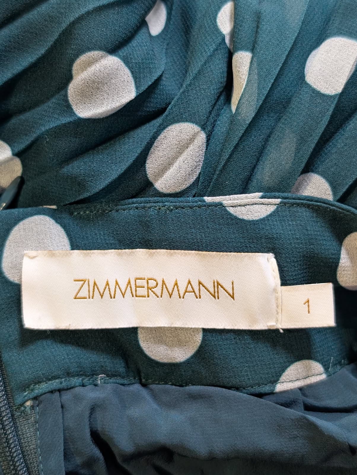 Zimmermann Pleated Midi Skirt Dark Green Polka Dot Size 1 — photo 4 of 4