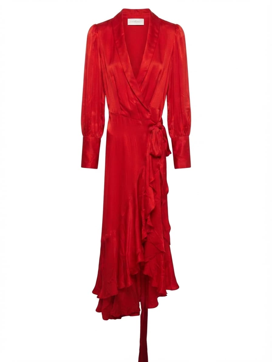 Zimmermann Silk Wrap Midi Dress Red Size 0P — photo 1 of 9