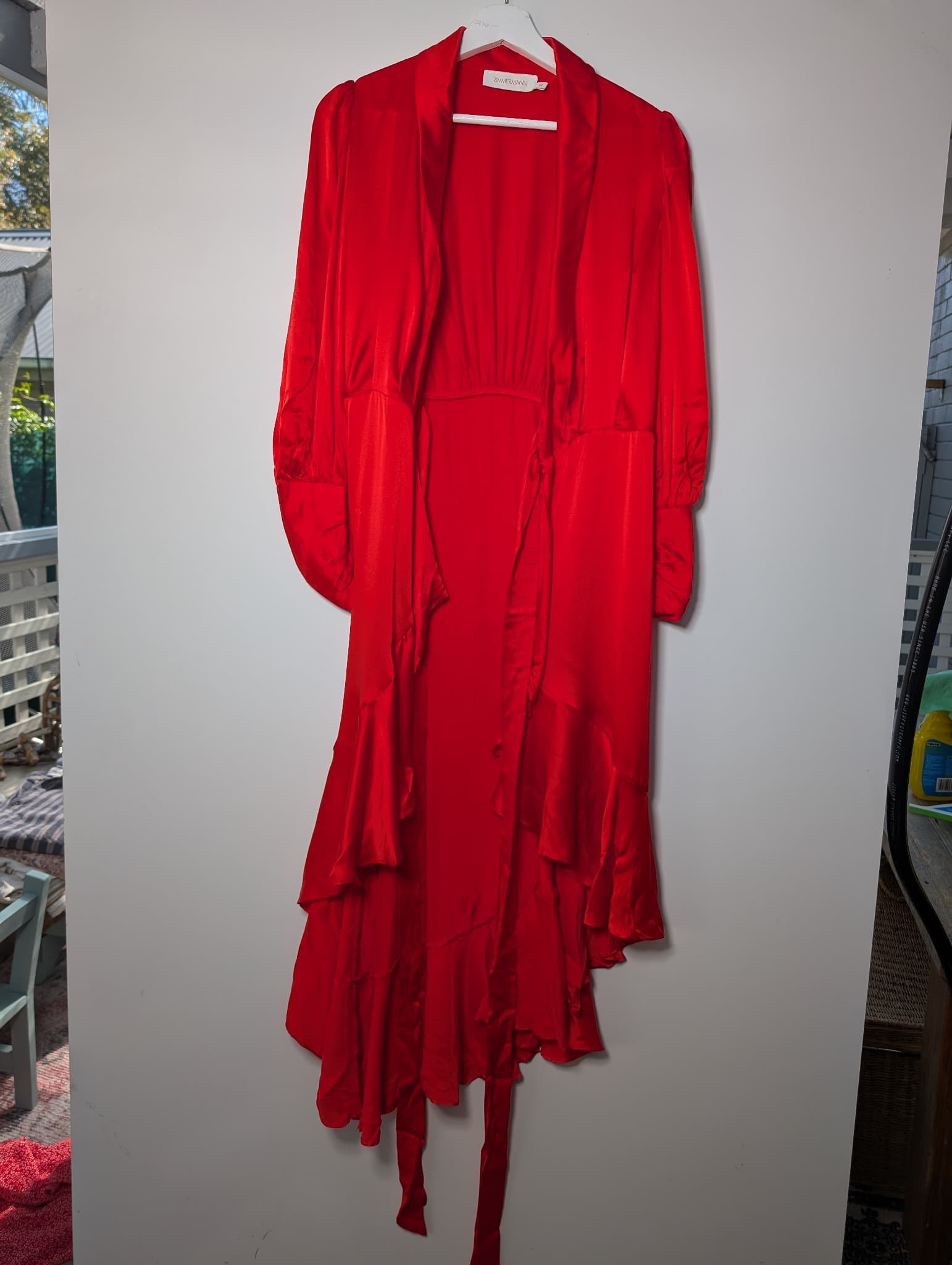 Zimmermann Silk Wrap Midi Dress Red Size 0P — photo 2 of 9