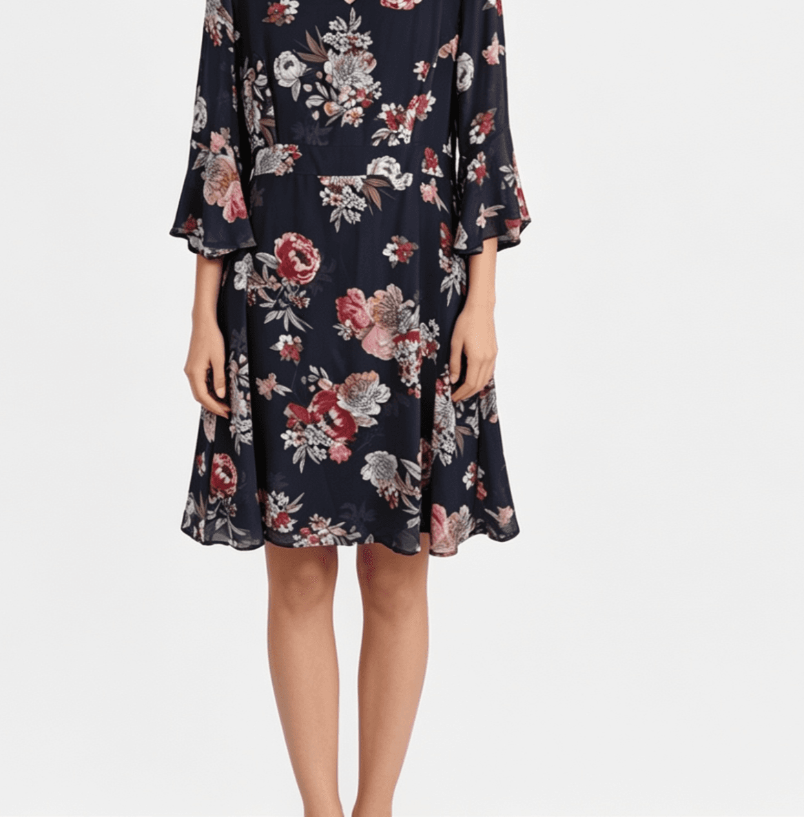 Euro Edit Ladies Dress Size 14/42 Midi Dress - Short Sleeve Navy Blue Floral Pat — photo 3 of 9