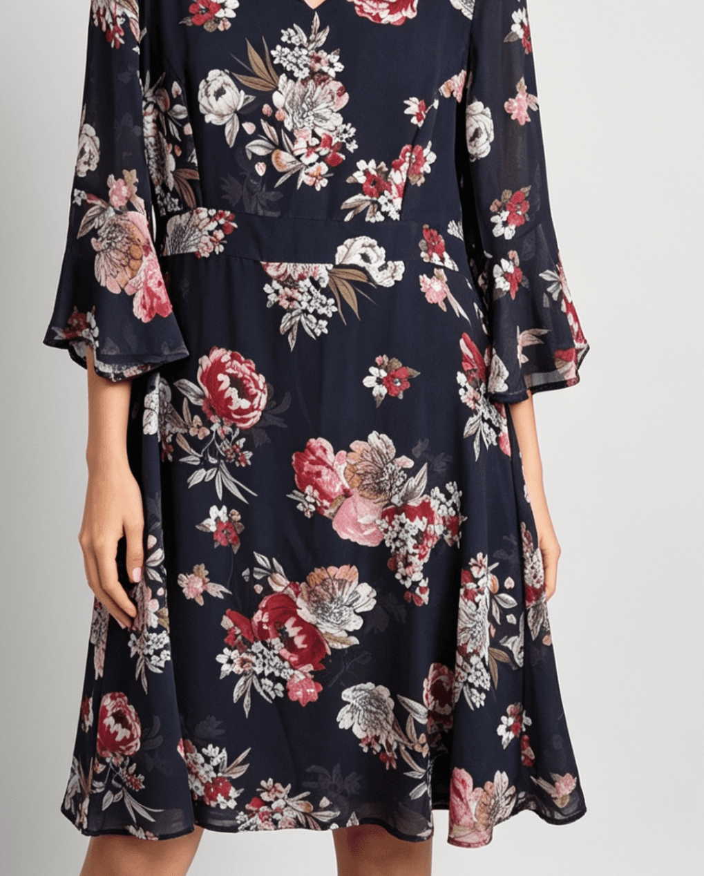 Euro Edit Ladies Dress Size 14/42 Midi Dress - Short Sleeve Navy Blue Floral Pat — photo 9 of 9