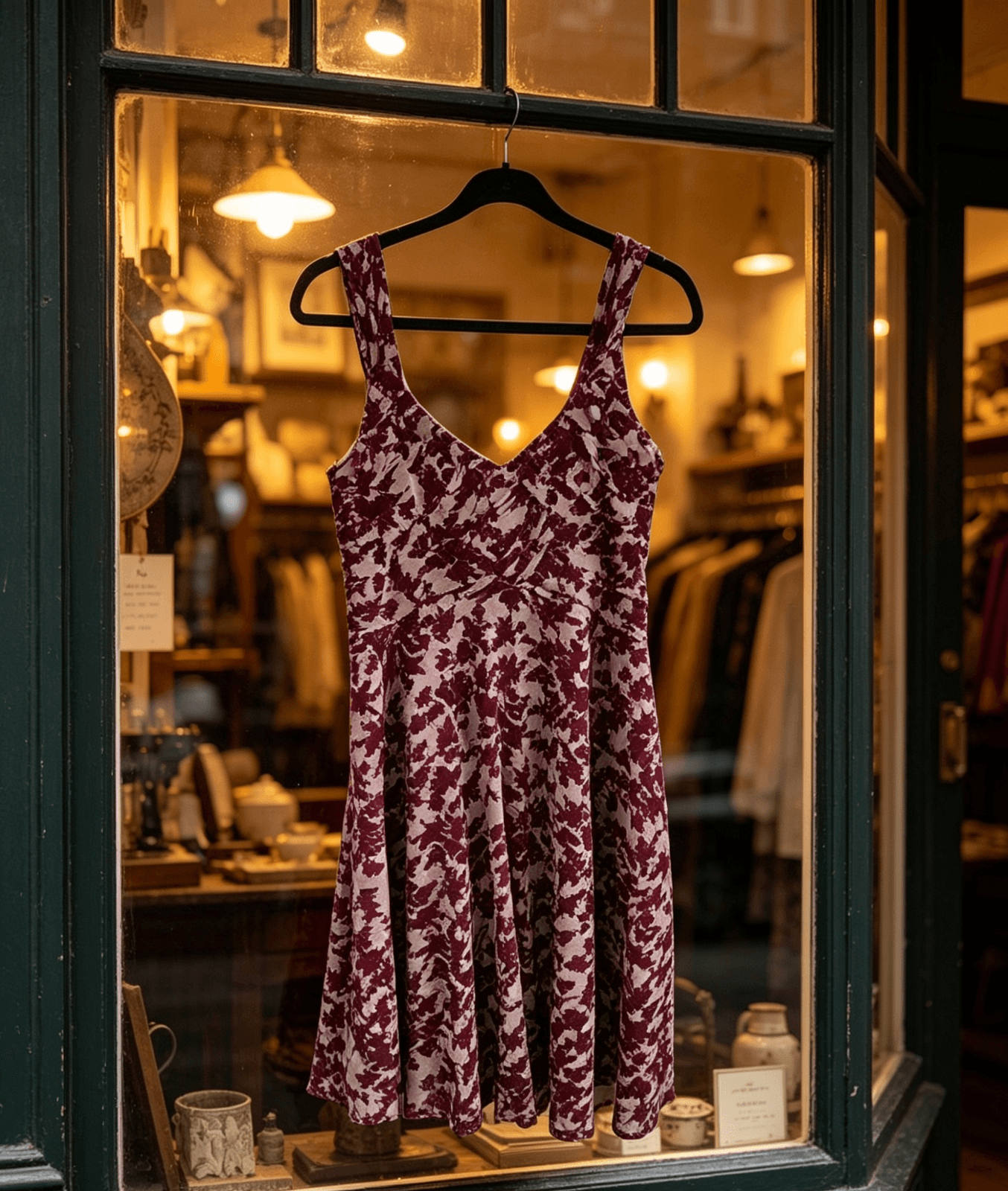 Jacqui E Ladies Burgundy Pinot Floral Midi Length Dress - S: L / 14 — photo 1 of 12