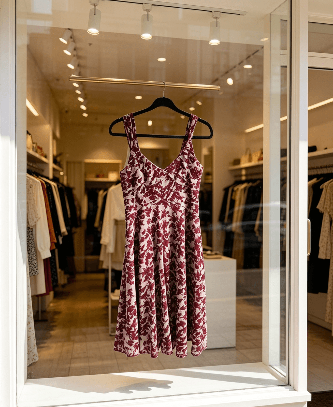 Jacqui E Ladies Burgundy Pinot Floral Midi Length Dress - S: L / 14 — photo 2 of 12