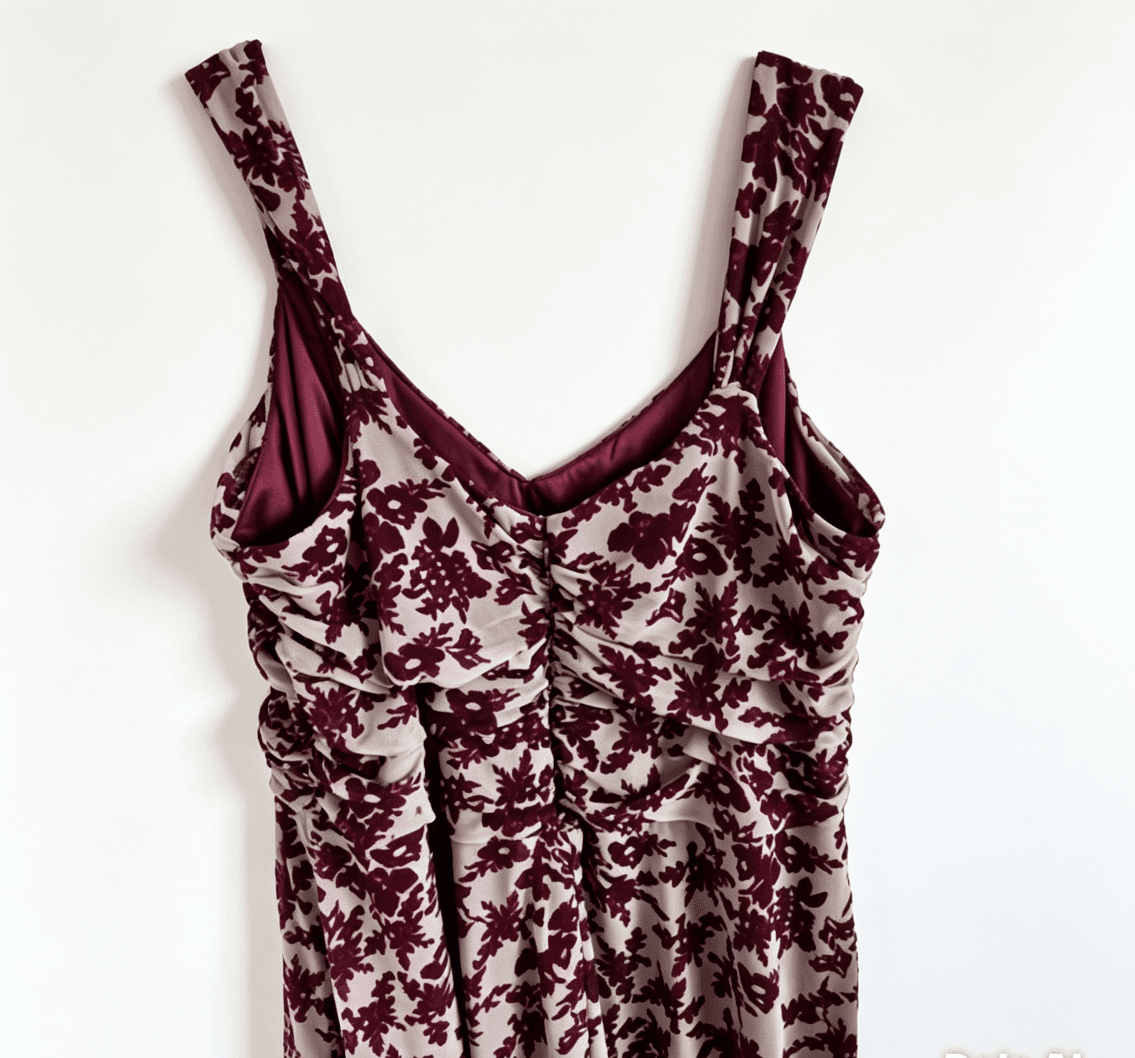 Jacqui E Ladies Burgundy Pinot Floral Midi Length Dress - S: L / 14 — photo 12 of 12