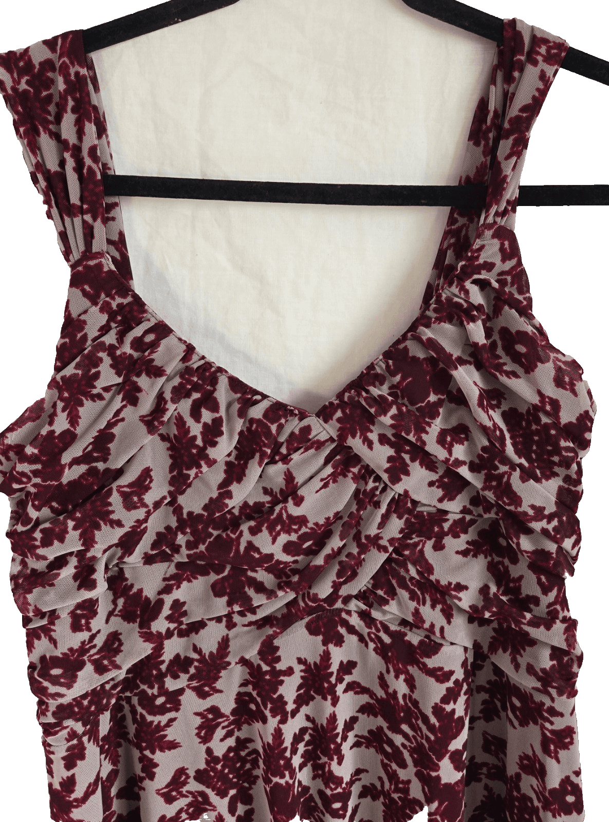 Jacqui E Ladies Burgundy Pinot Floral Midi Length Dress - S: L / 14 — photo 7 of 12