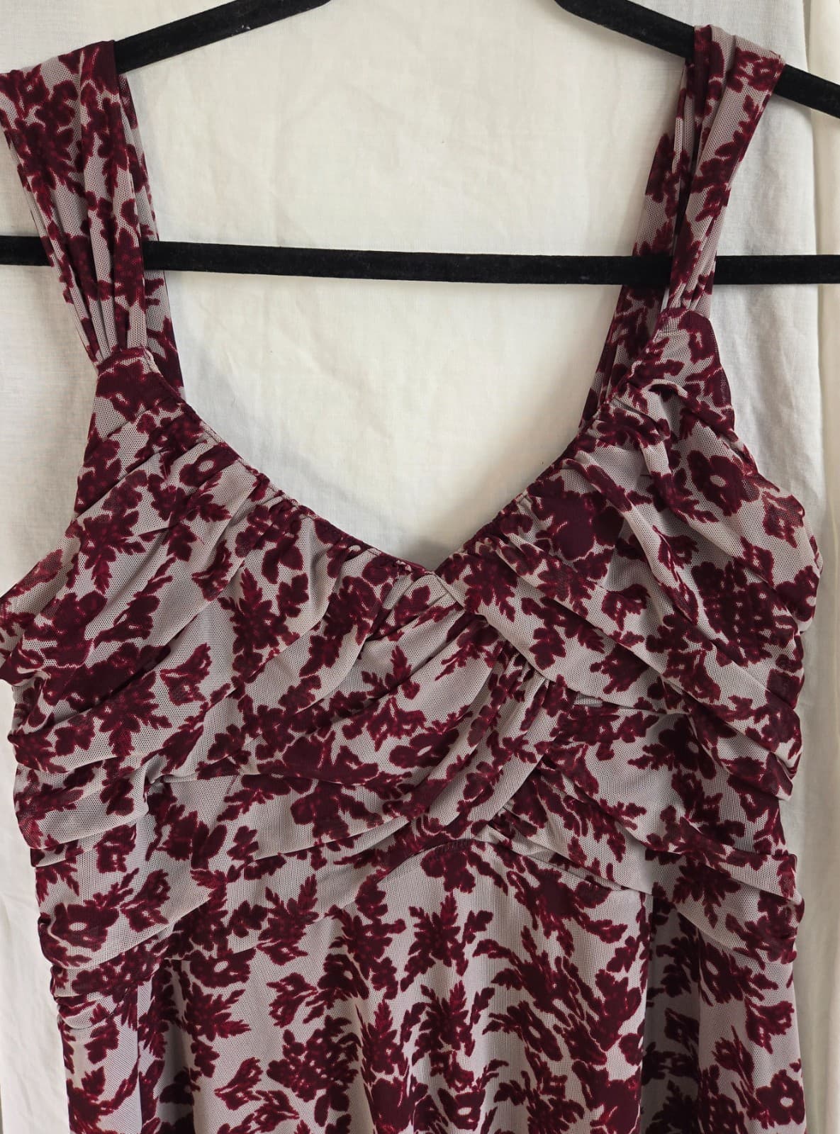 Jacqui E Ladies Burgundy Pinot Floral Midi Length Dress - S: L / 14 — photo 8 of 12