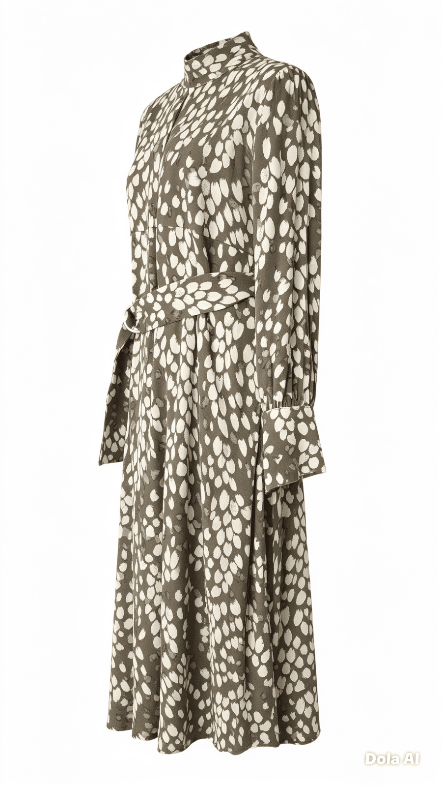 Long Viscose Dress by Gerry Weber Collection - Size 12 - Khaki Vanilla Print — photo 3 of 10