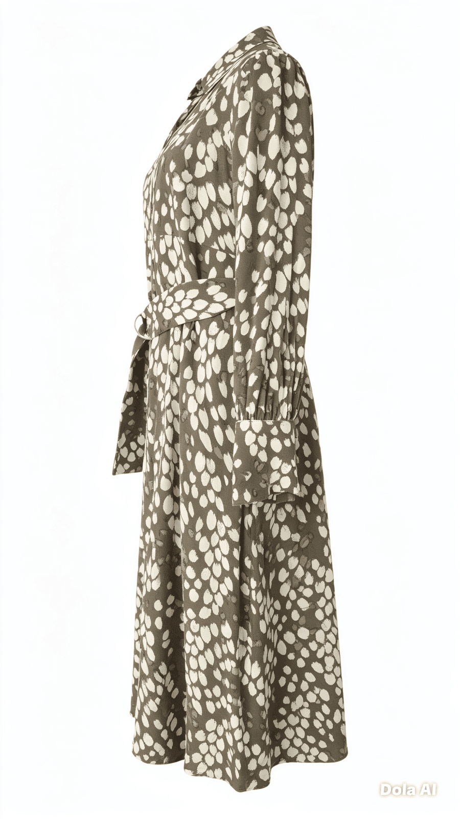 Long Viscose Dress by Gerry Weber Collection - Size 12 - Khaki Vanilla Print — photo 4 of 10