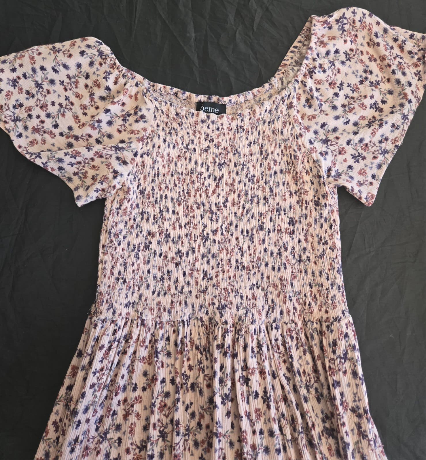 Beme Ladies Summer Dress: Size 14: Smocked Floral Boho Maxi Dress: Blush Pink — photo 3 of 9