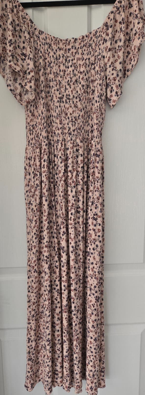 Beme Ladies Summer Dress: Size 14: Smocked Floral Boho Maxi Dress: Blush Pink — photo 5 of 9