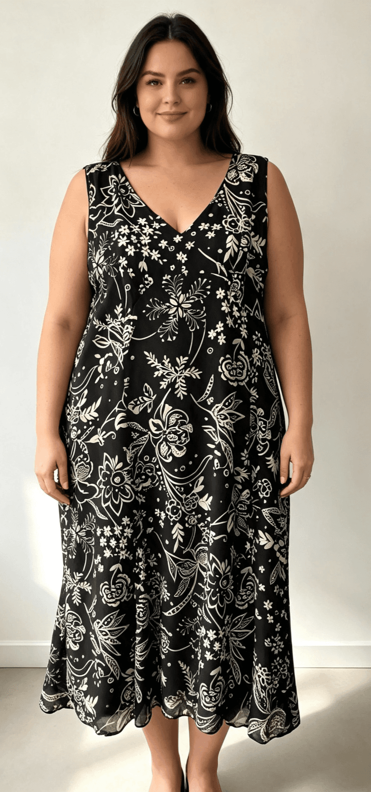 Sportscraft Black Sleeveless V Neck Midi / Maxi Dress in Paisley Print: Size 14 — photo 1 of 9