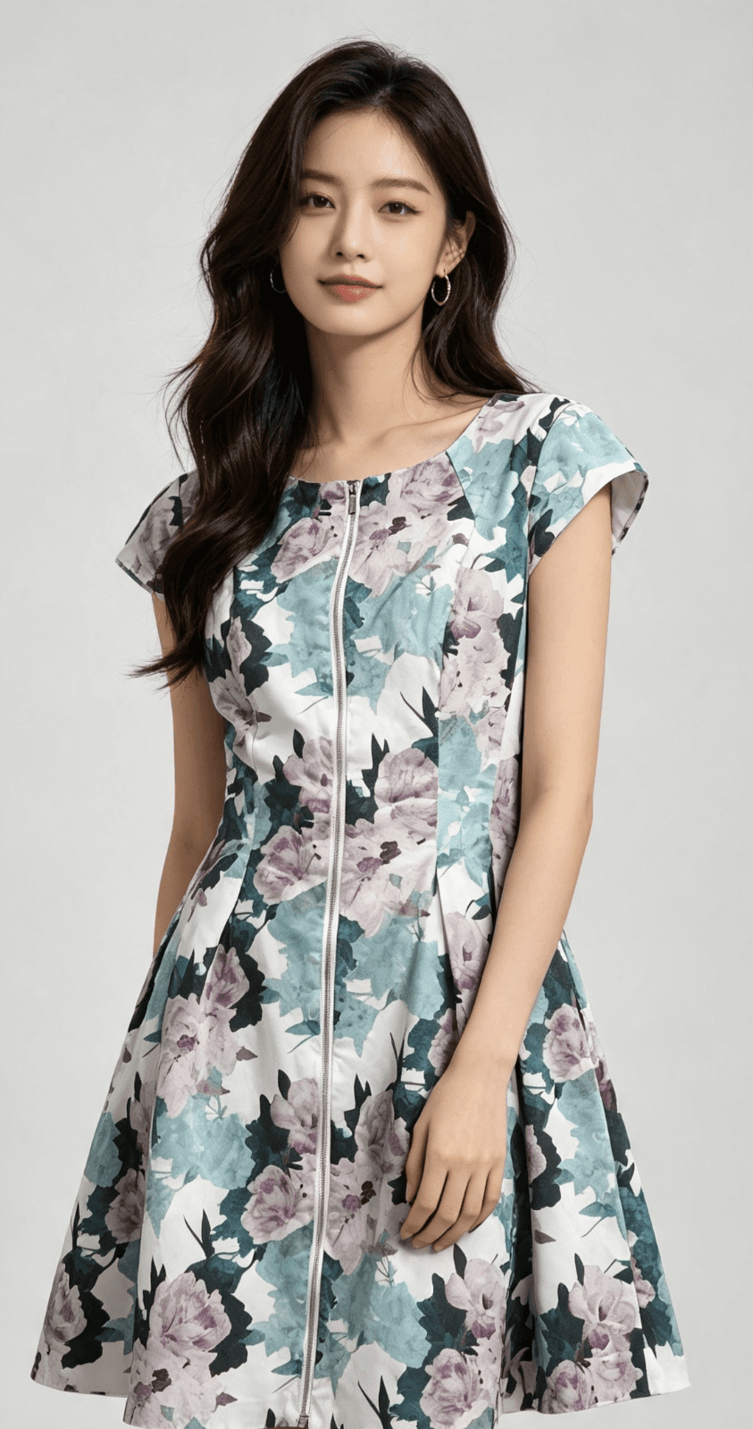 Portmans Dress Womens 12 Blue/Purple Floral Fit Flare Front Zip Office City — photo 1 of 7