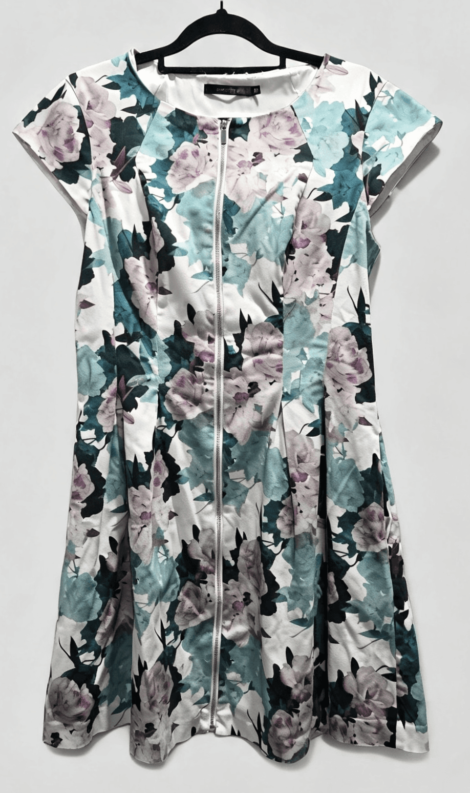 Portmans Dress Womens 12 Blue/Purple Floral Fit Flare Front Zip Office City — photo 2 of 7
