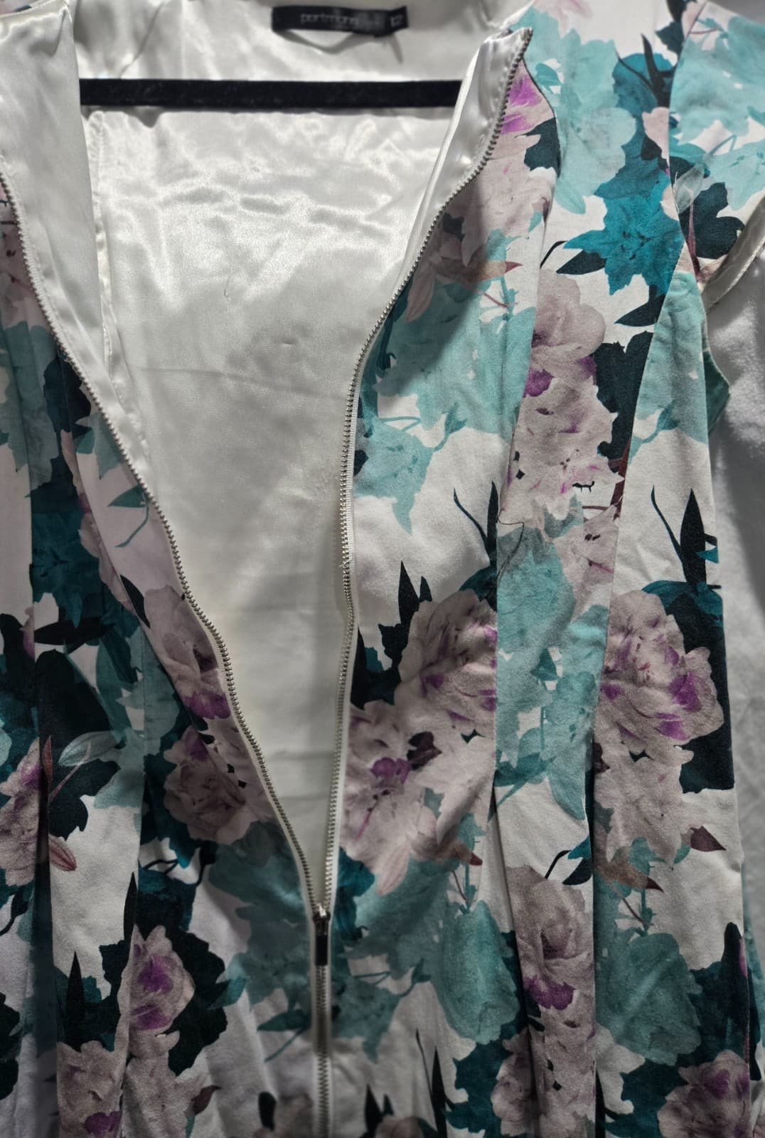 Portmans Dress Womens 12 Blue/Purple Floral Fit Flare Front Zip Office City — photo 5 of 7