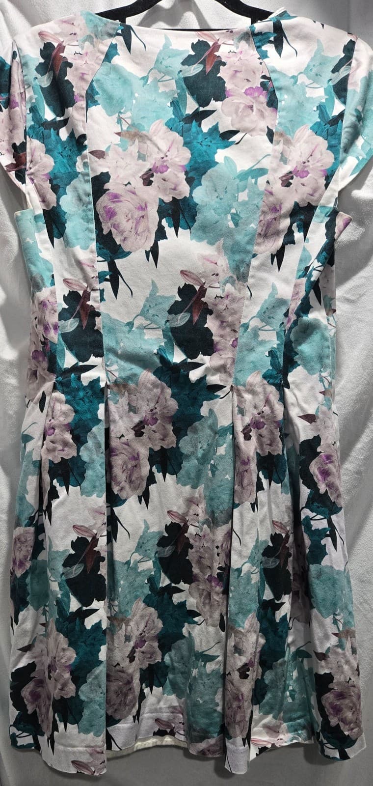 Portmans Dress Womens 12 Blue/Purple Floral Fit Flare Front Zip Office City — photo 6 of 7