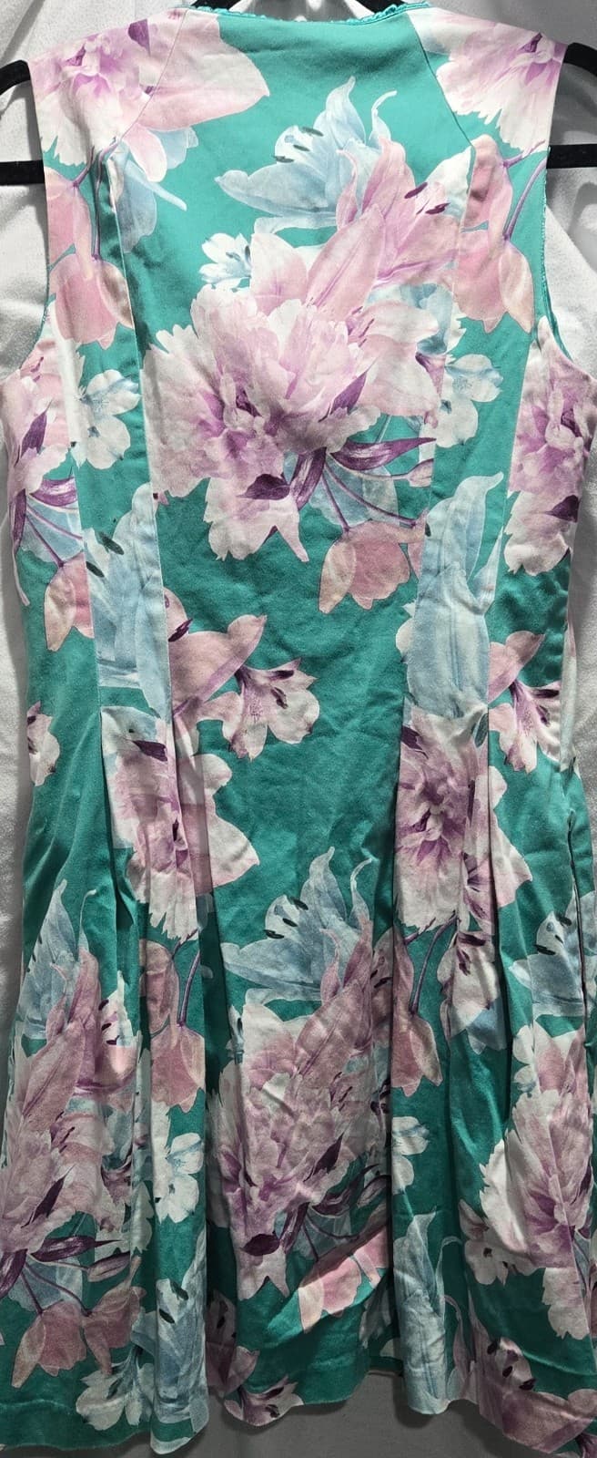 Portmans Dress Womens 10 Green / Pink Floral Fit Flare Front Zip Office City — photo 6 of 6