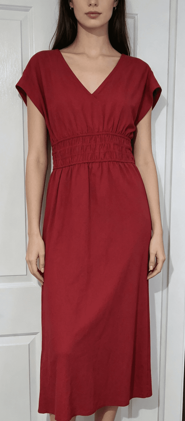 Preview Rust Red Smocked Waist Midi Dress-BNWT-Size 12 — photo 1 of 16