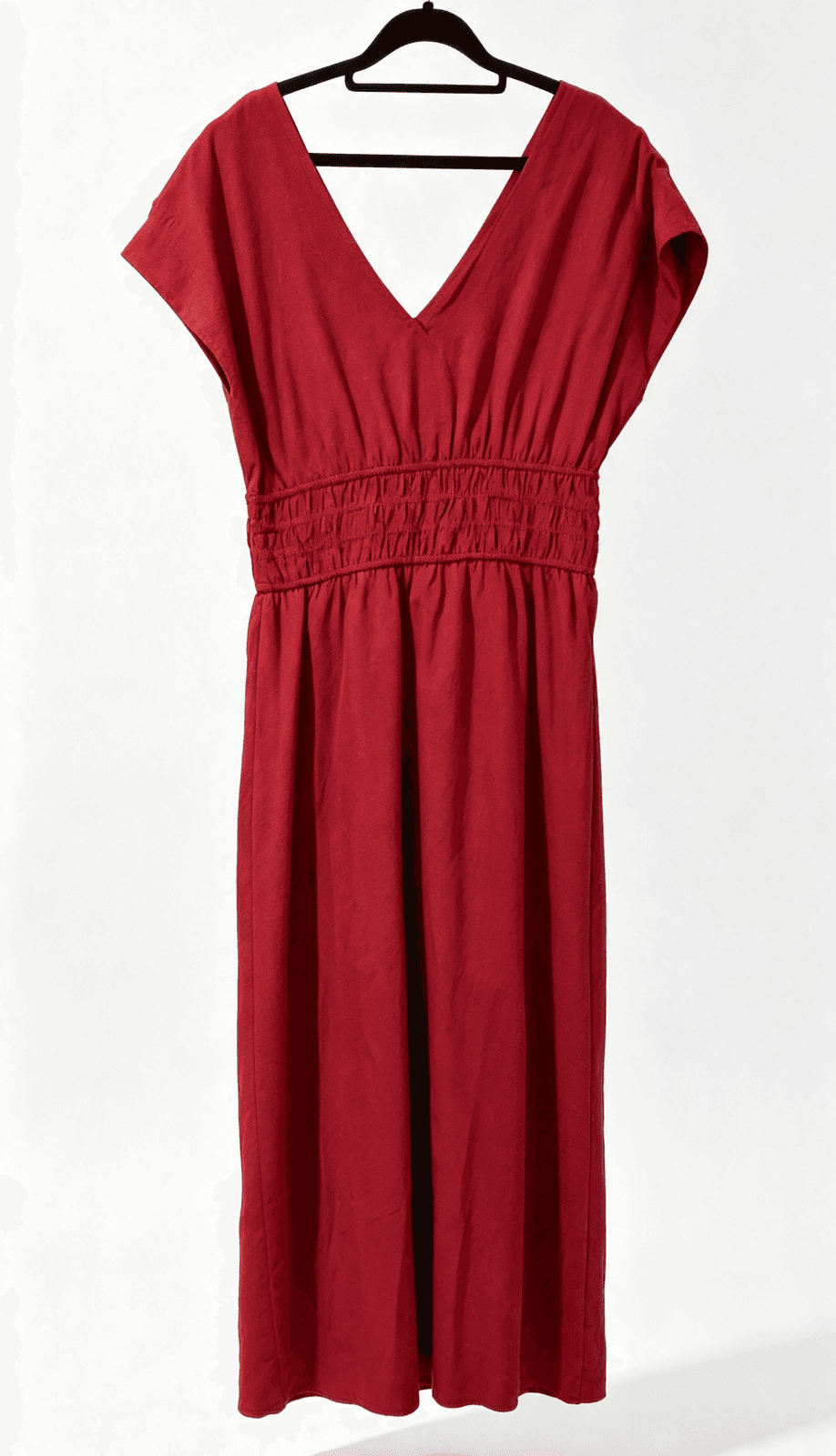 Preview Rust Red Smocked Waist Midi Dress-BNWT-Size 12 — photo 2 of 16