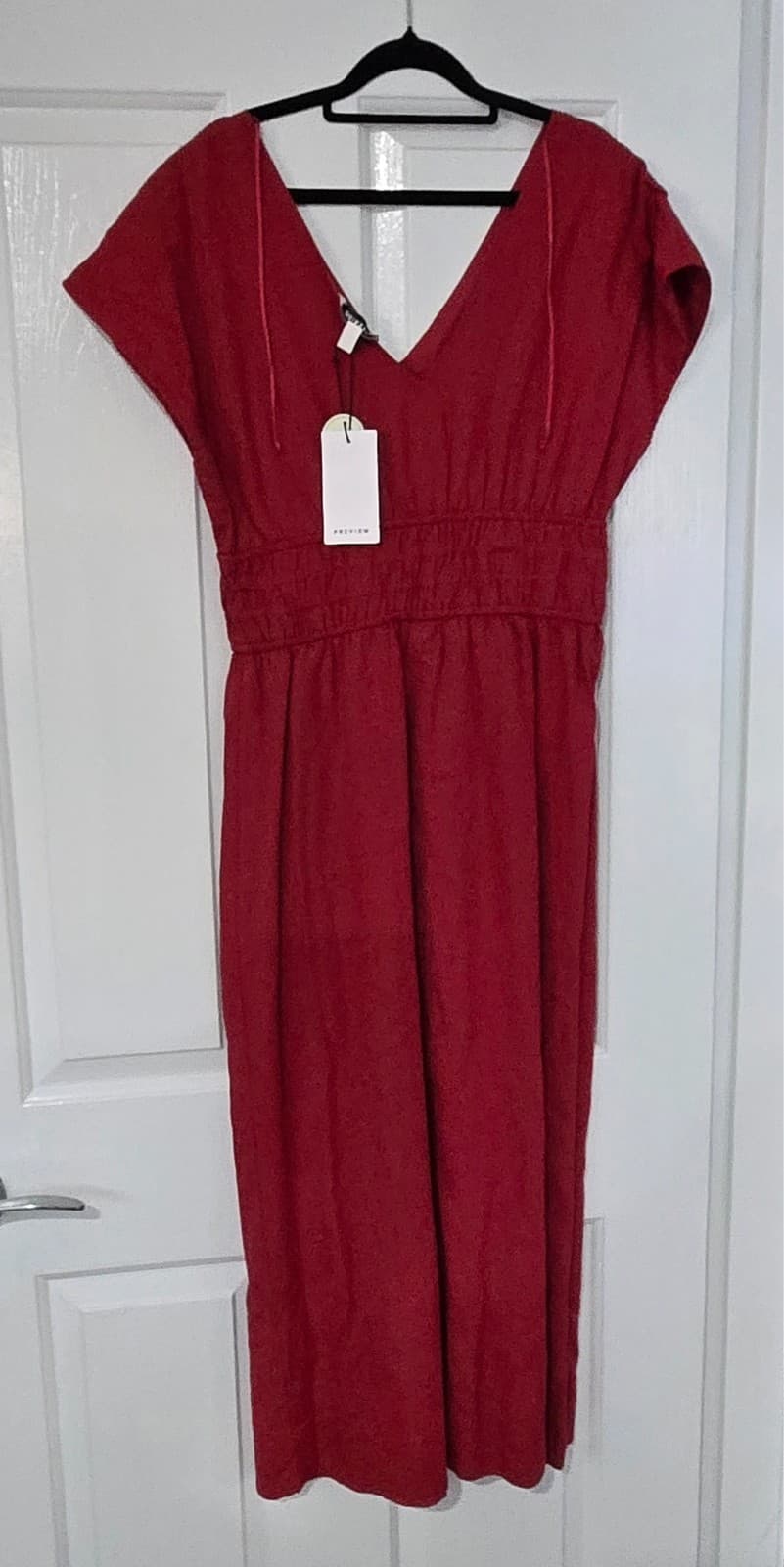 Preview Rust Red Smocked Waist Midi Dress-BNWT-Size 12 — photo 16 of 16