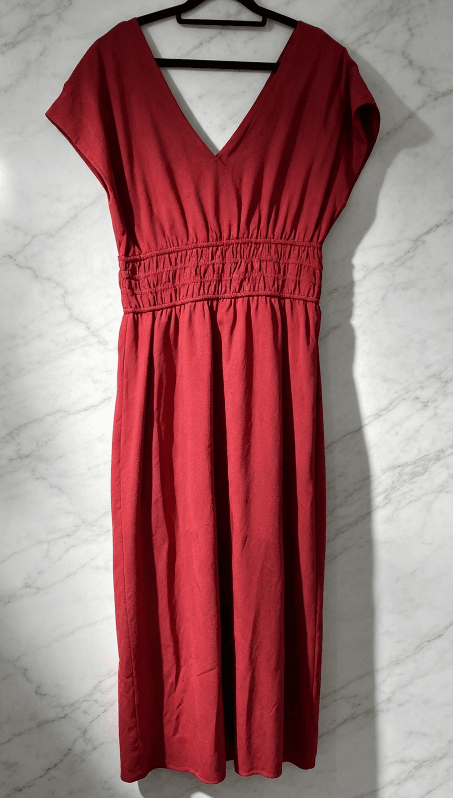 Preview Rust Red Smocked Waist Midi Dress-BNWT-Size 12 — photo 3 of 16