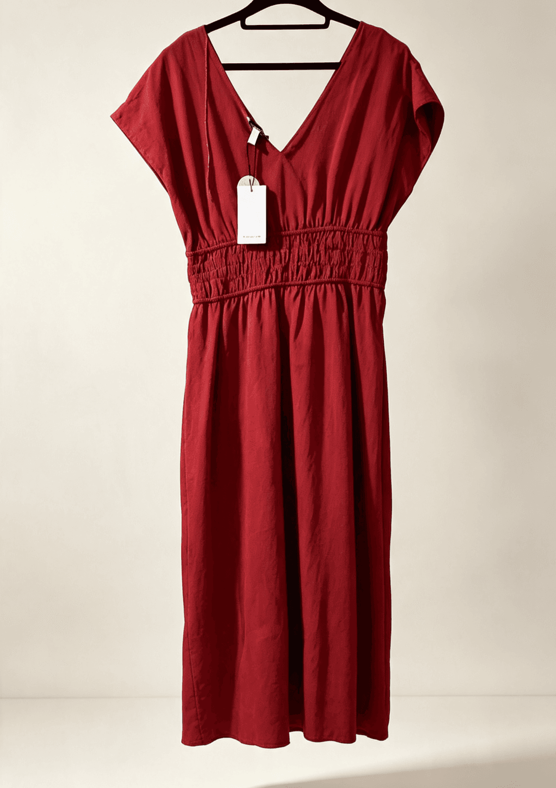 Preview Rust Red Smocked Waist Midi Dress-BNWT-Size 12 — photo 7 of 16