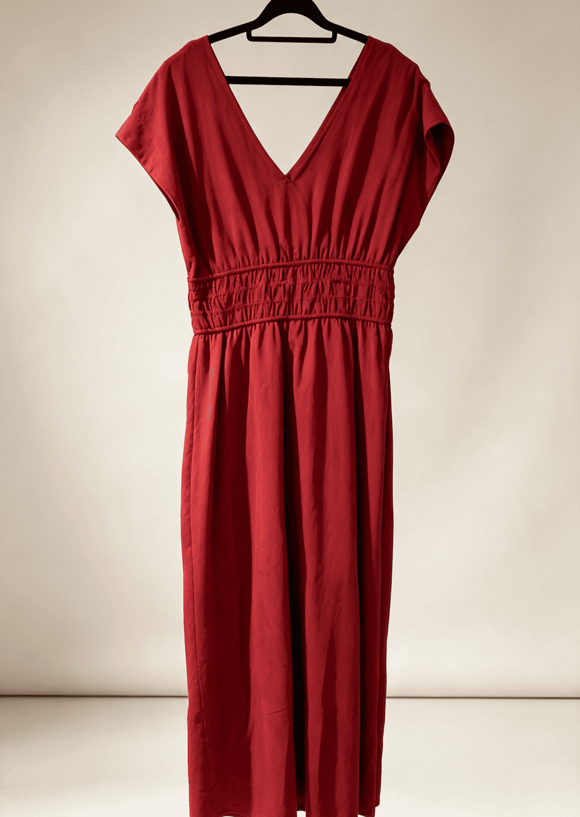 Preview Rust Red Smocked Waist Midi Dress-BNWT-Size 12 — photo 8 of 16