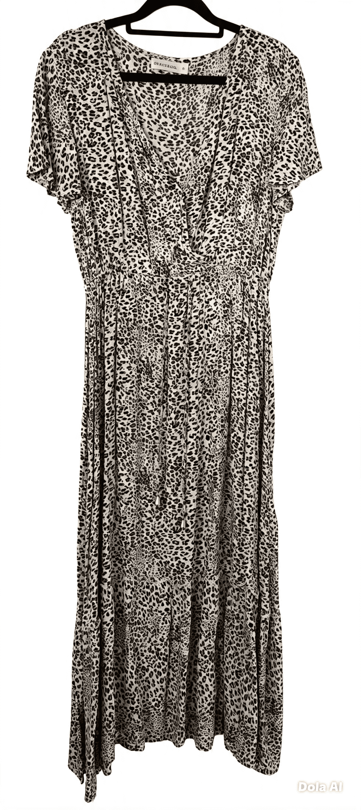 GRACE & CO Brown / White Leopard Print Maxi Dress Drawstring Waist - Womens 8 — photo 3 of 12