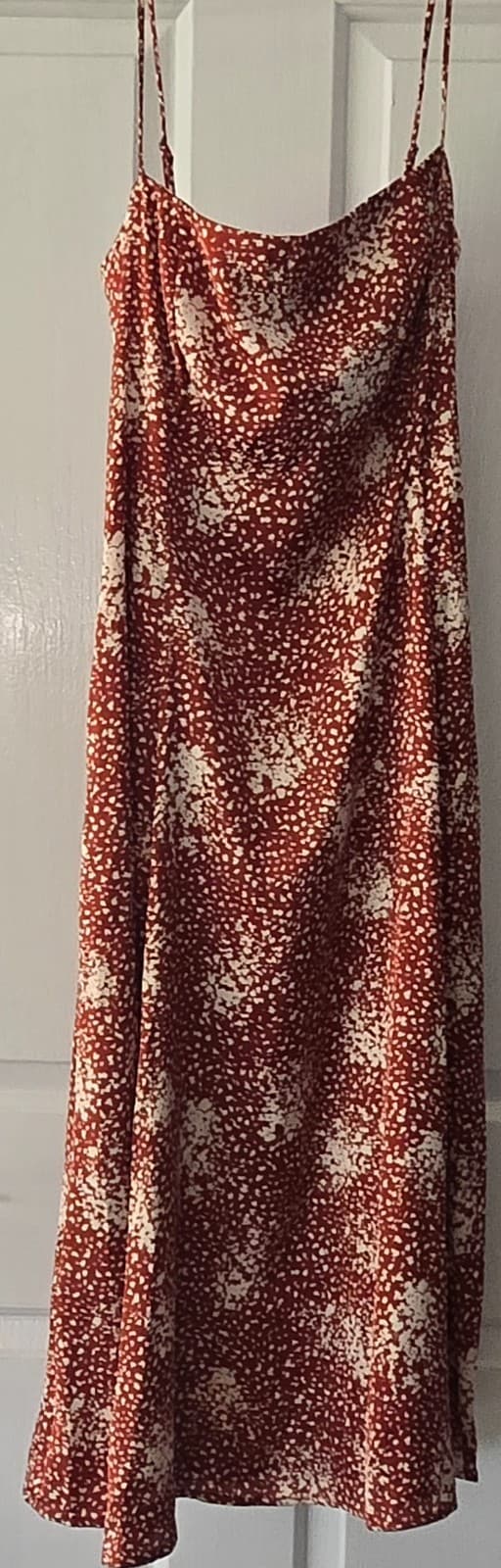 Slide Show Ladies Dress: Size 14 - Rust Red Slip Dress with Spaghetti Straps — photo 4 of 9