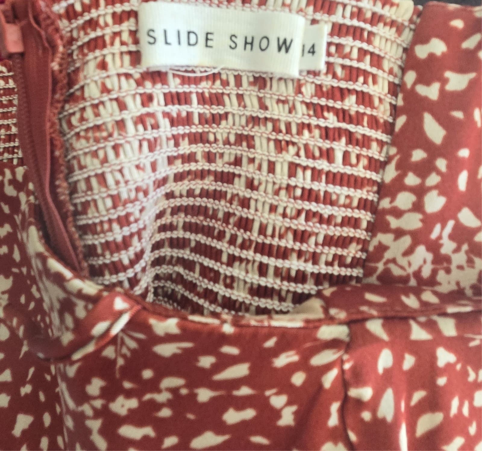 Slide Show Ladies Dress: Size 14 - Rust Red Slip Dress with Spaghetti Straps — photo 9 of 9