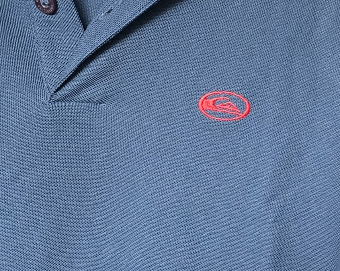 Mens Quiksilver Polo Shirt - Navy Blue with Silver Stripe - Size Small — photo 4 of 5