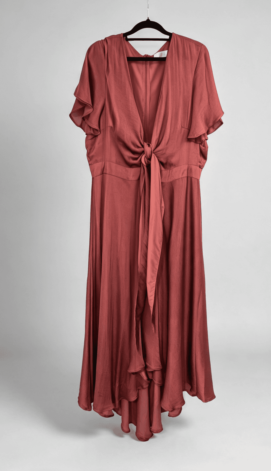 Billy J Dusty Rose Tie Front Flutter Sleeve Midi Dress Size 20 — photo 2 of 5